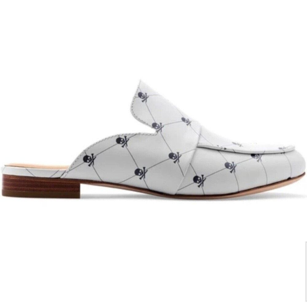 G/Fore Killer Skull & Ts Mules - Snow Leather Womens - Picture 3 of 9